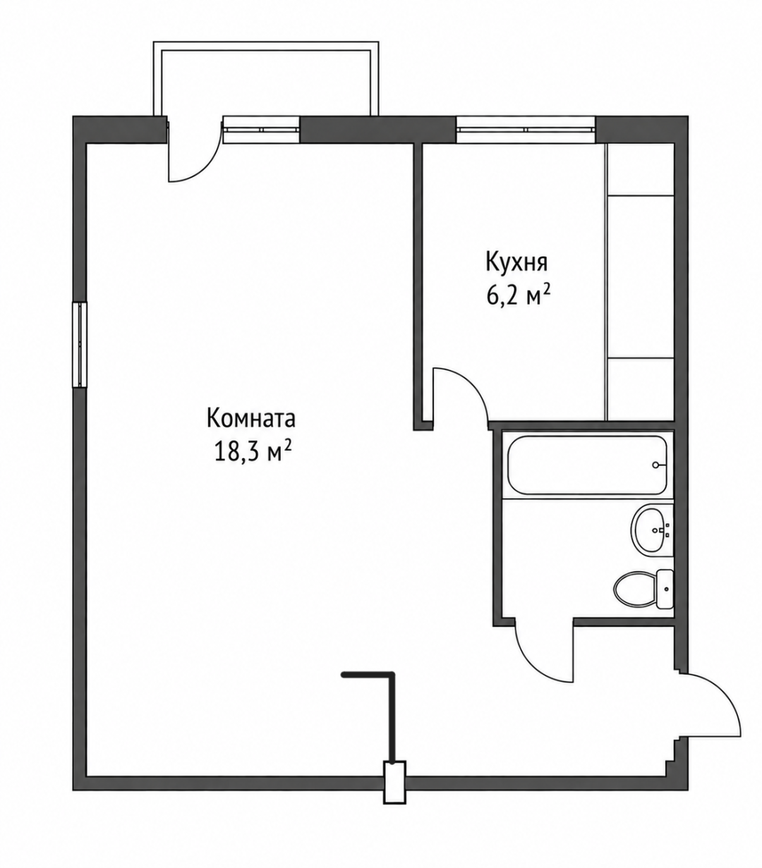1-комнатная 30.8 м2 в ЖК undefined корпус null этаж 2