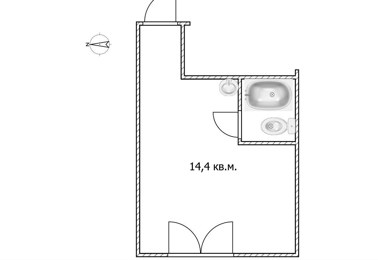 Студия 14.4 м2 в ЖК undefined корпус null этаж 1