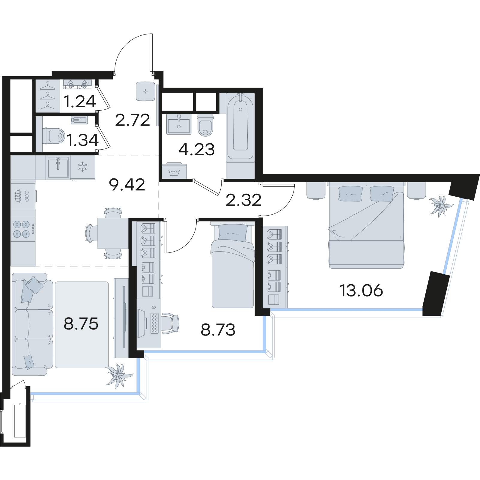 2-комнатная 51 м2 в ЖК Статус на Черниговской корпус null этаж 8