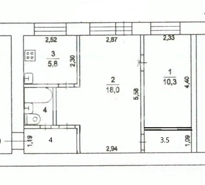 2-комнатная 44.8 м2 в ЖК undefined корпус null этаж 1