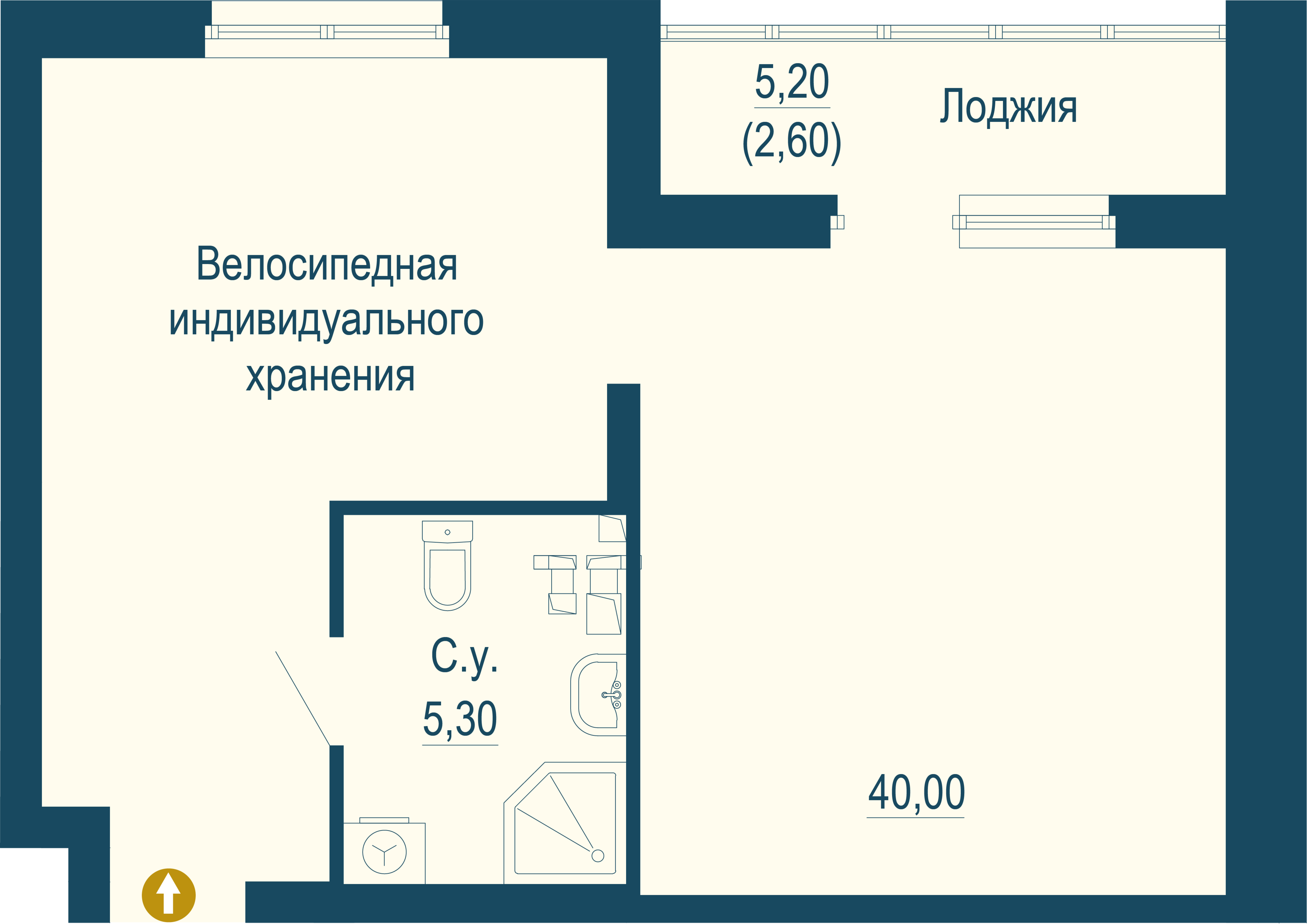 2-комнатная 47 м2 в ЖК Тактика корпус null этаж 2