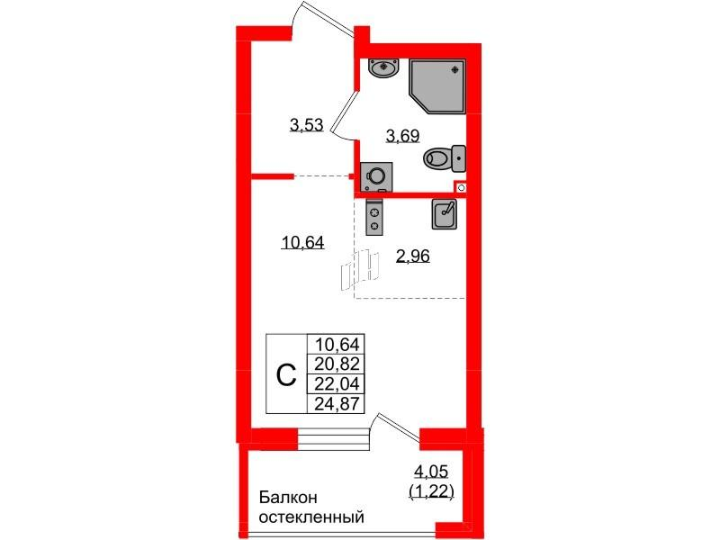 Студия 22 м2 в ЖК Консул корпус null этаж 1