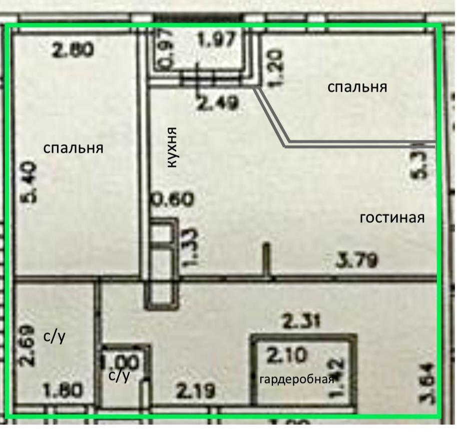 2-комнатная 73 м2 в ЖК undefined корпус null этаж 17