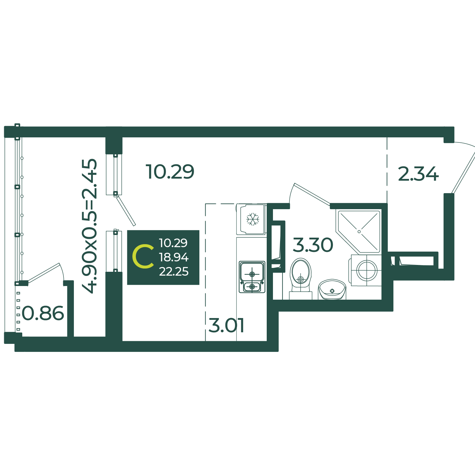 Студия 22 м2 в ЖК Образцово корпус null этаж 10