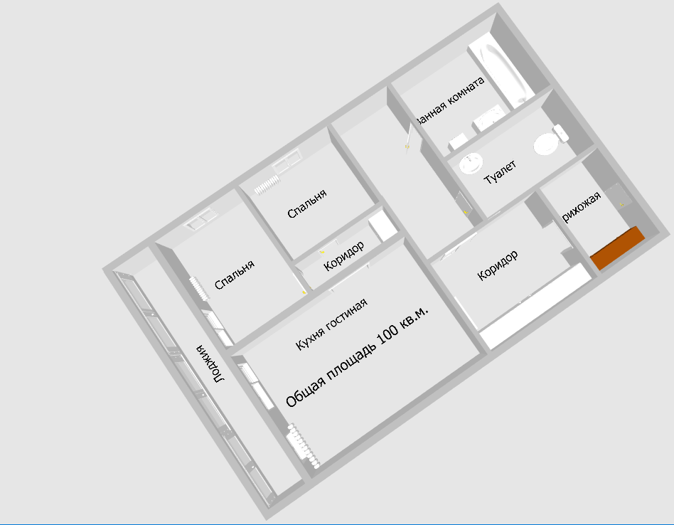 3-комнатная 100 м2 в ЖК undefined корпус null этаж 2