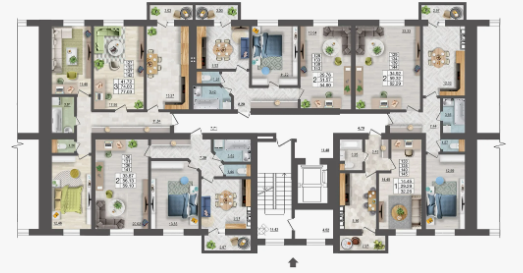 1-комнатная 38 м2 в ЖК undefined корпус null этаж 7