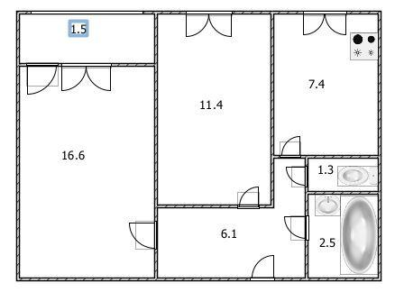 2-комнатная 46.7 м2 в ЖК undefined корпус null этаж 9