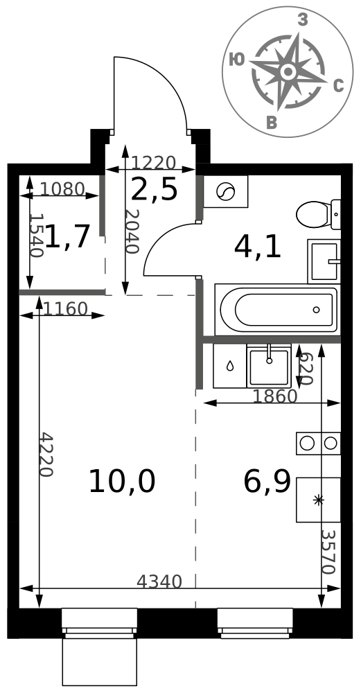 Студия 25 м2 в ЖК 1-й Ясеневский корпус null этаж 6