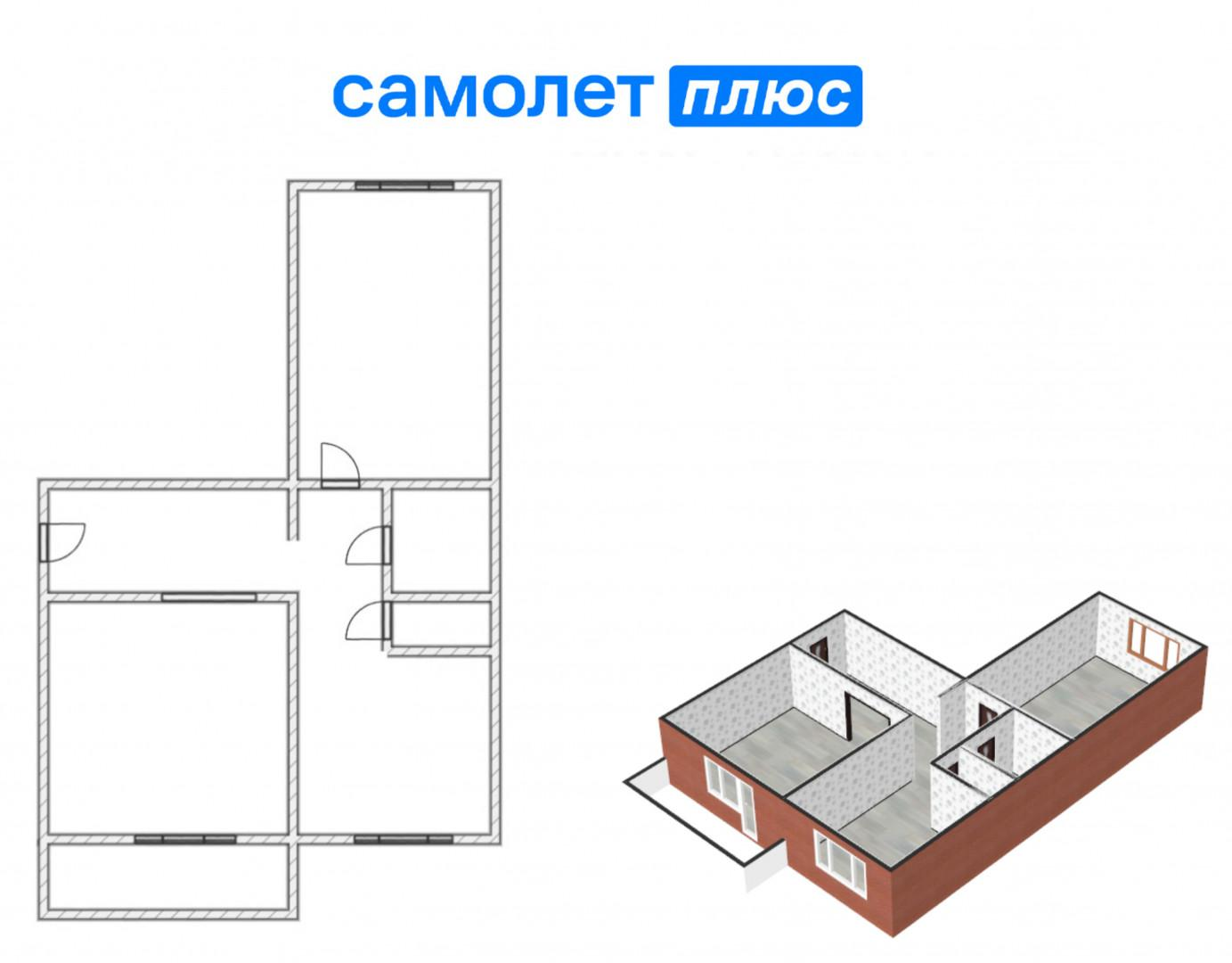 2-комнатная 51.9 м2 в ЖК undefined корпус null этаж 4