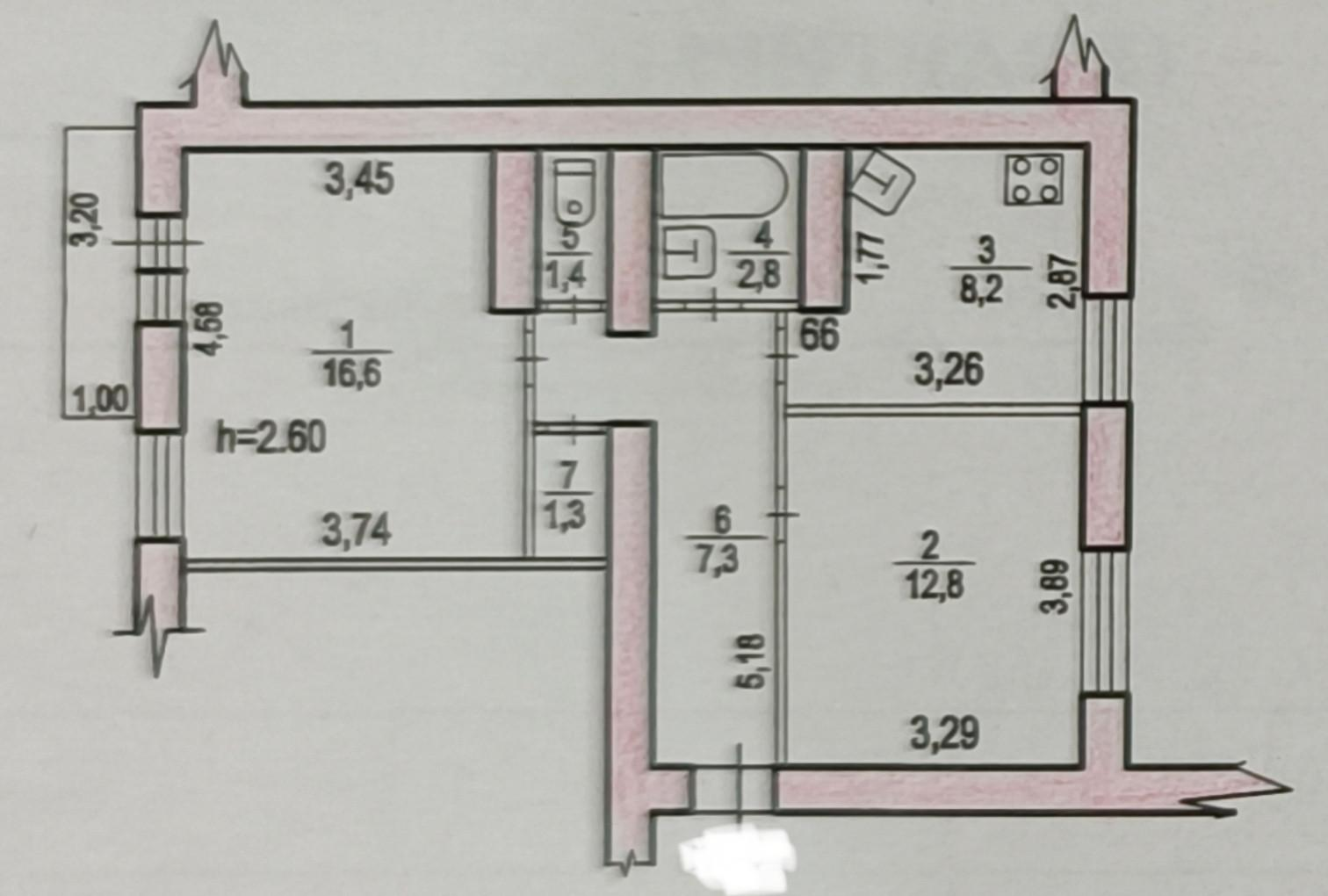 2-комнатная 50.4 м2 в ЖК undefined корпус null этаж 2
