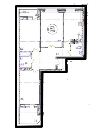 3-комнатная 104 м2 в ЖК undefined корпус null этаж 21