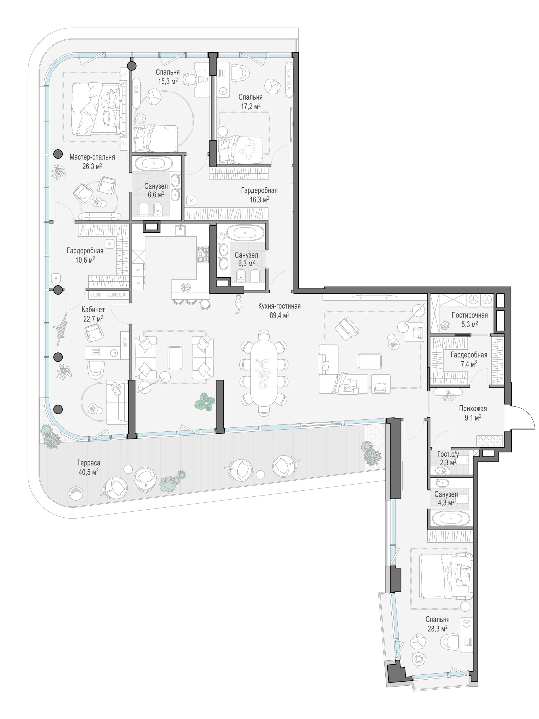 5-комнатная 285 м2 в ЖК Дом «Палашёвский 11» корпус null этаж 4