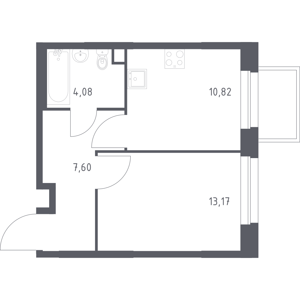 1-комнатная 35 м2 в ЖК Эко Бунино корпус null этаж 3