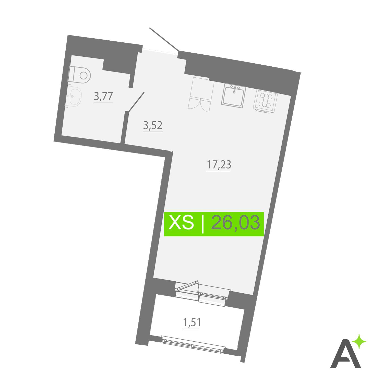 Студия 26 м2 в ЖК Аквилон Рива корпус null этаж 16