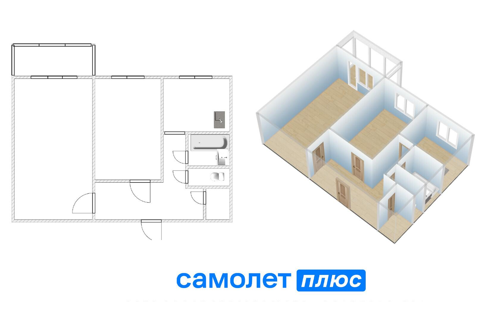 2-комнатная 44.2 м2 в ЖК undefined корпус null этаж 5