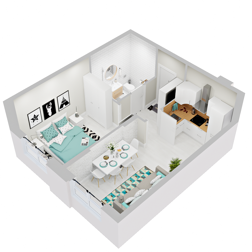 1-комнатная 37 м2 в ЖК Зеленая территория корпус null этаж 4