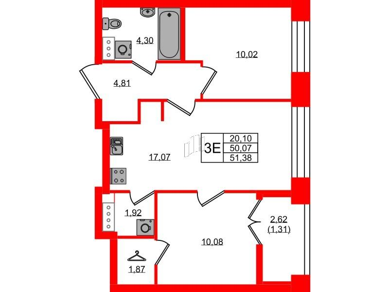 2-комнатная 51 м2 в ЖК NEWПИТЕР корпус null этаж 7