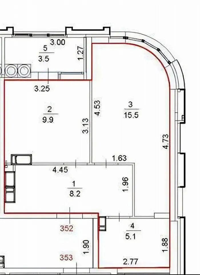 1-комнатная 42.2 м2 в ЖК undefined корпус null этаж 20