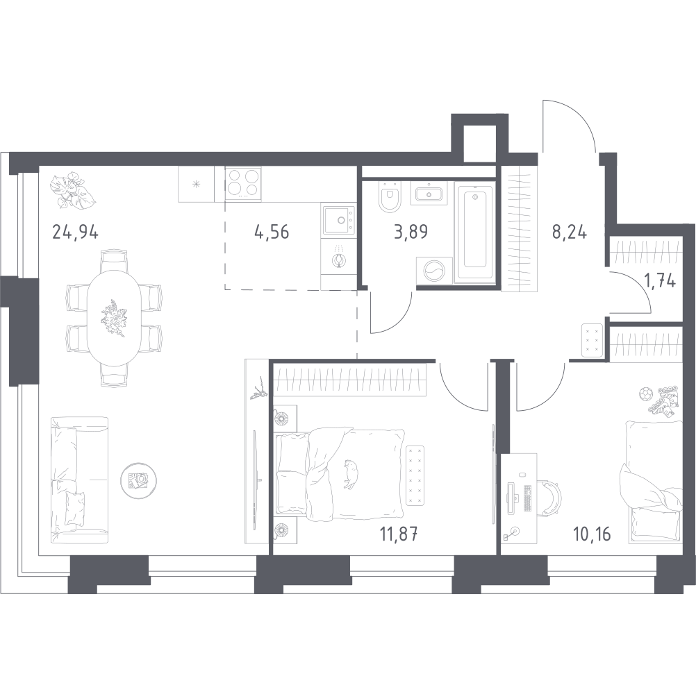 Студия 65 м2 в ЖК Верейская 41 корпус null этаж 13