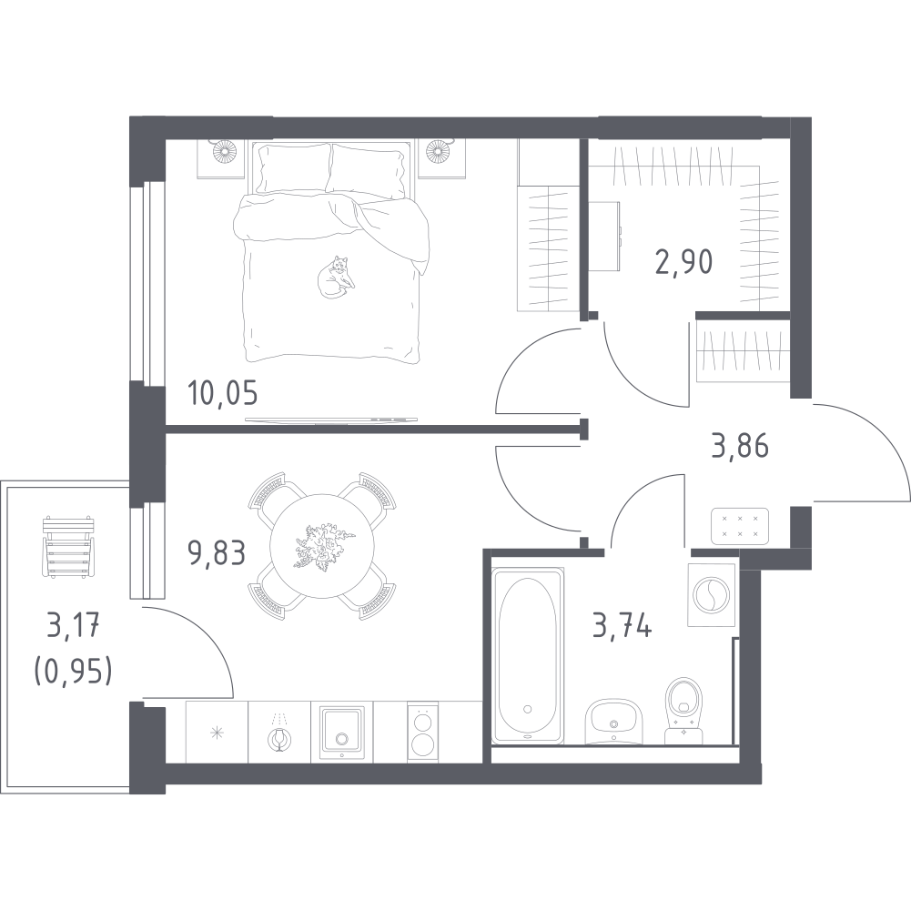 1-комнатная 31 м2 в ЖК Донские Легенды корпус null этаж 6