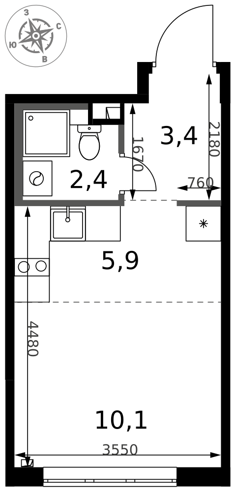 Студия 21 м2 в ЖК 1-й Химкинский корпус null этаж 2