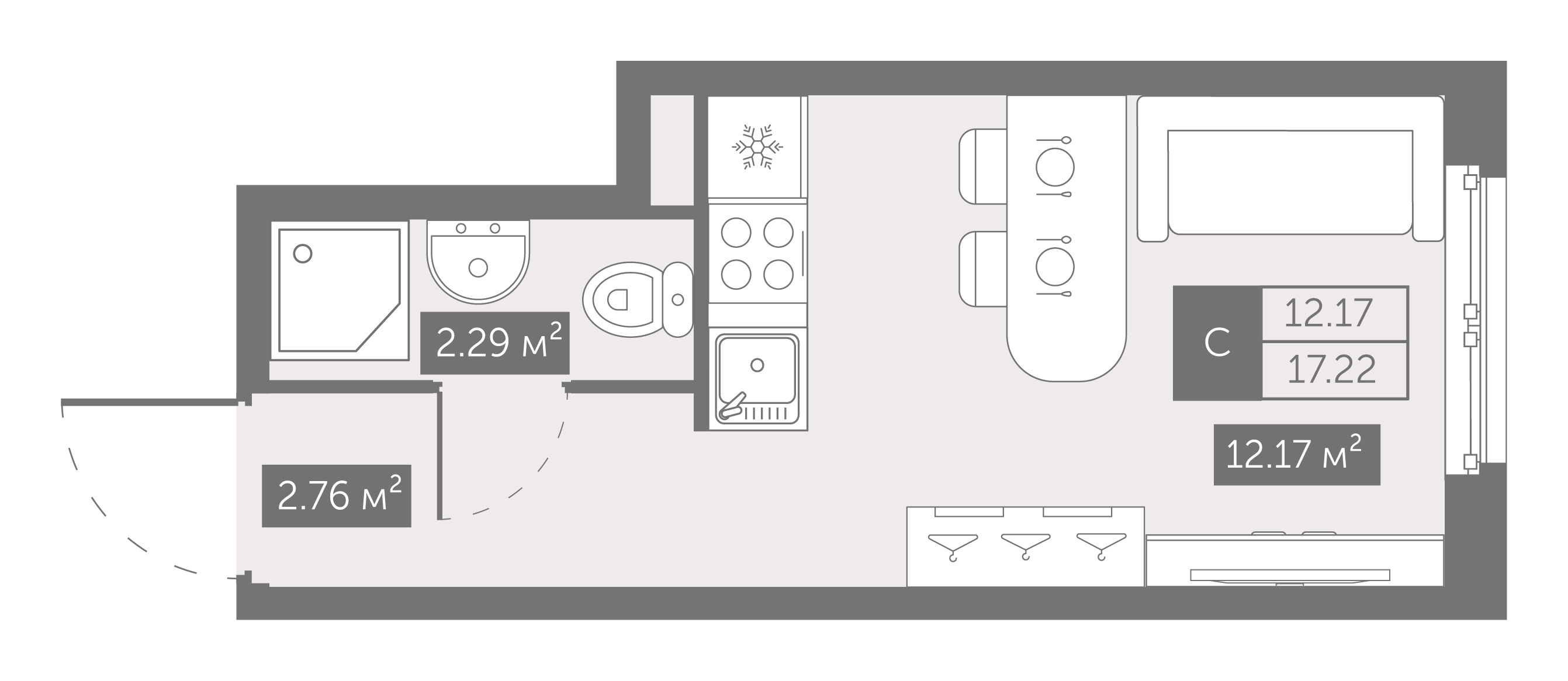 Студия 17 м2 в ЖК Зум на Неве корпус null этаж 9