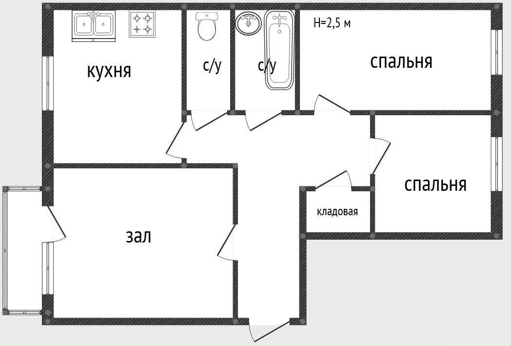 3-комнатная 66 м2 в ЖК undefined корпус null этаж 2