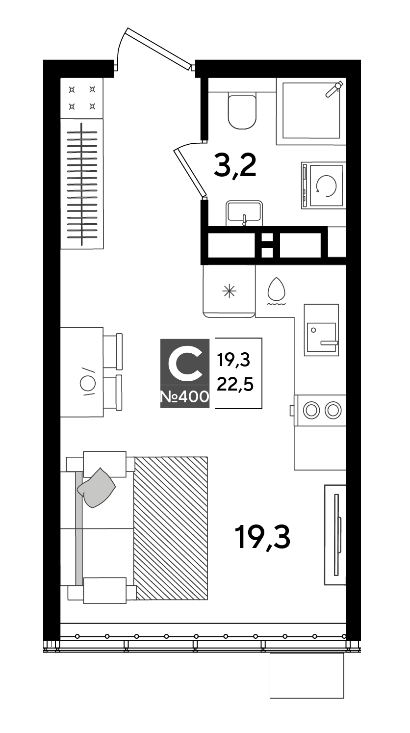 Студия 22 м2 в ЖК Dogma Park корпус null этаж 16