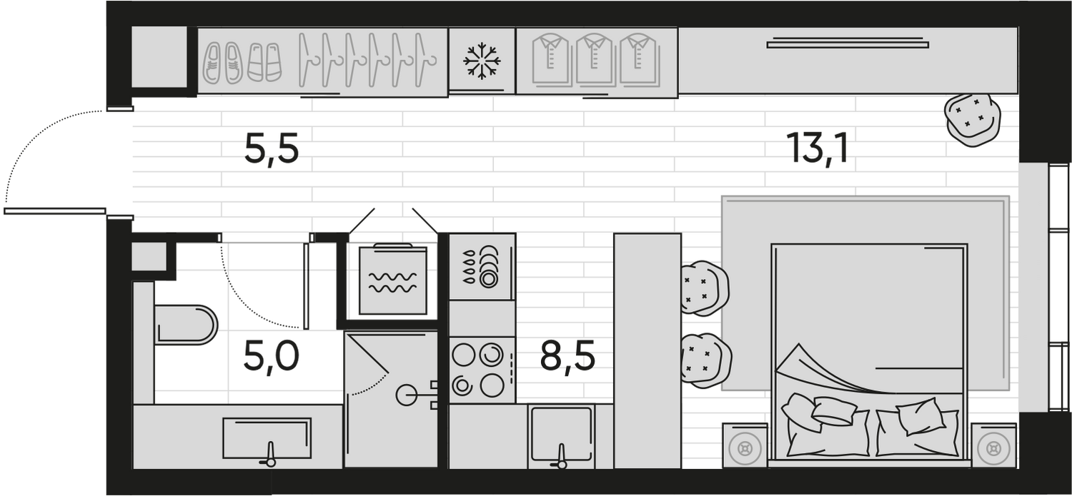 1-комнатная 32 м2 в ЖК Pride корпус null этаж 9