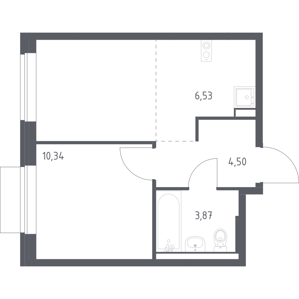 Студия 34 м2 в ЖК Новое Внуково корпус null этаж 2