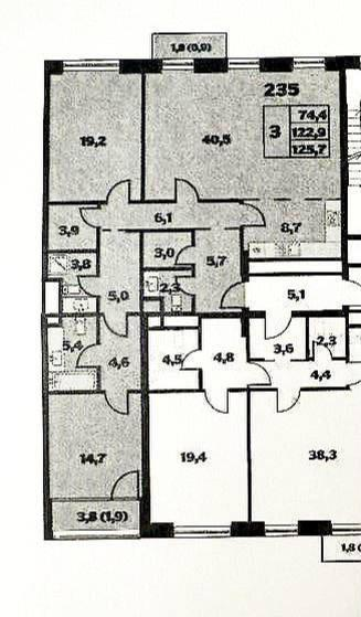 4-комнатная 125.5 м2 в ЖК undefined корпус null этаж 9