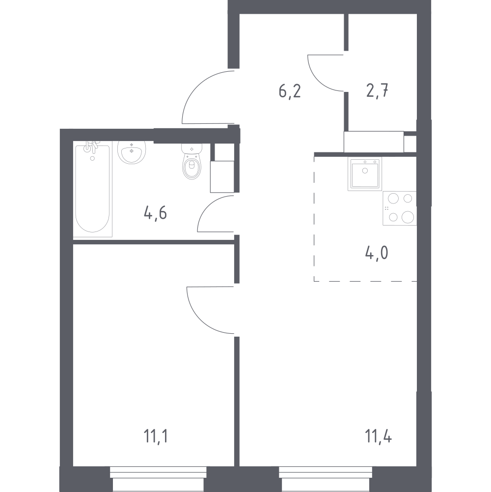 Студия 38 м2 в ЖК Эко Бунино корпус null этаж 7
