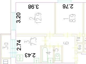 2-комнатная 38.5 м2 в ЖК undefined корпус null этаж 2