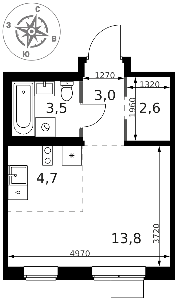 Студия 27 м2 в ЖК 1-й Ясеневский корпус null этаж 10