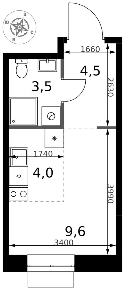 Студия 21 м2 в ЖК 1-й Измайловский корпус null этаж 10