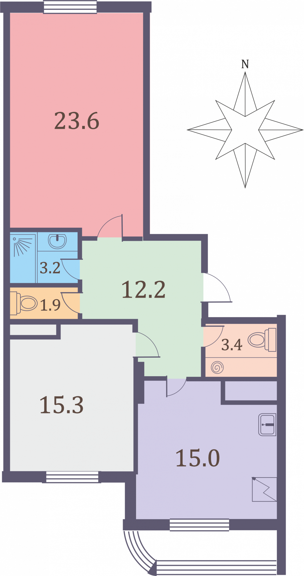 2-комнатная 74.6 м2 в ЖК undefined корпус null этаж 12