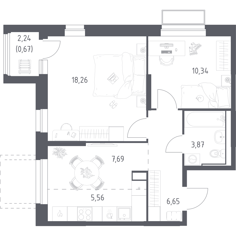 Студия 53 м2 в ЖК Долина Яузы корпус null этаж 3