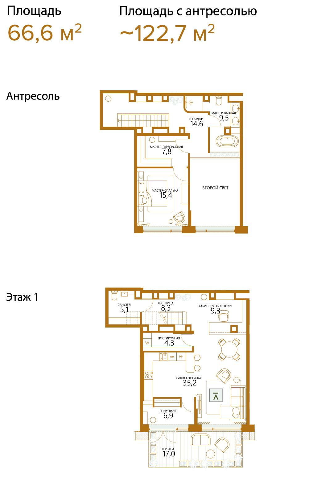 1-комнатная 116 м2 в ЖК Champine корпус null этаж 1