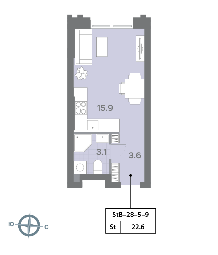Студия 22 м2 в ЖК Дмитровское небо корпус null этаж 5