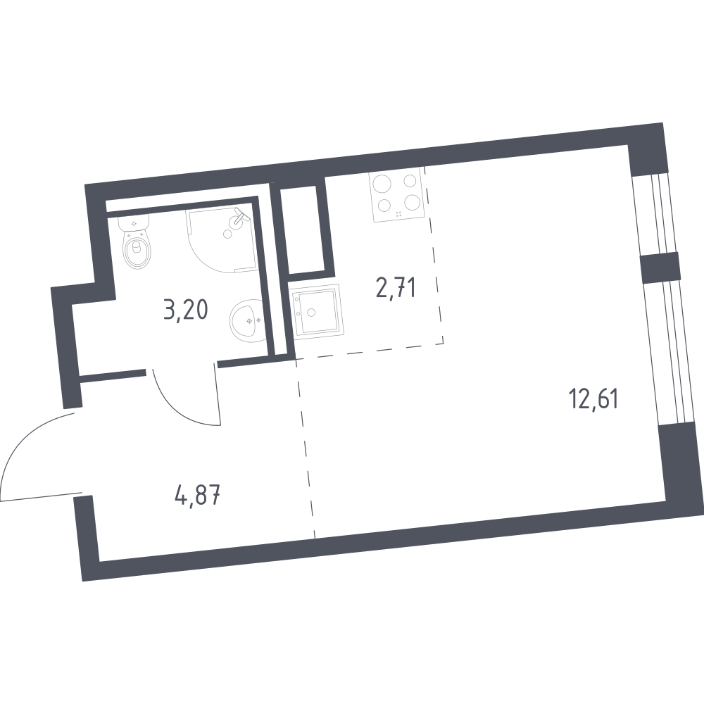 Студия 23 м2 в ЖК Квартал Лаголово корпус null этаж 6