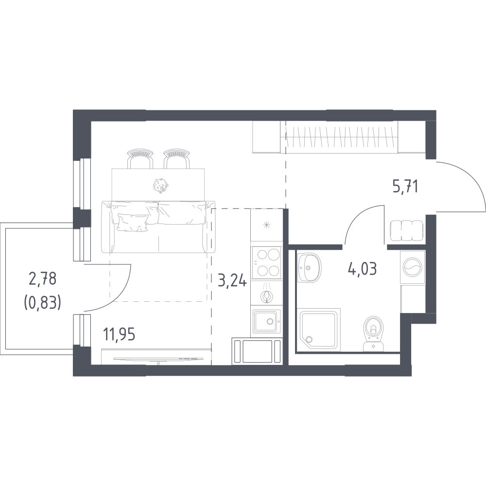 Студия 25 м2 в ЖК Новое Колпино корпус null этаж 3