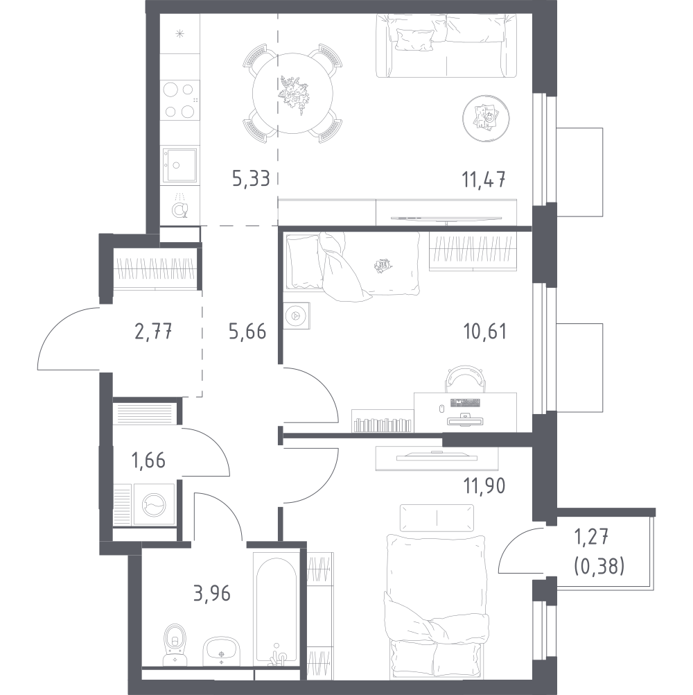Студия 53 м2 в ЖК Мытищи Парк корпус null этаж 3