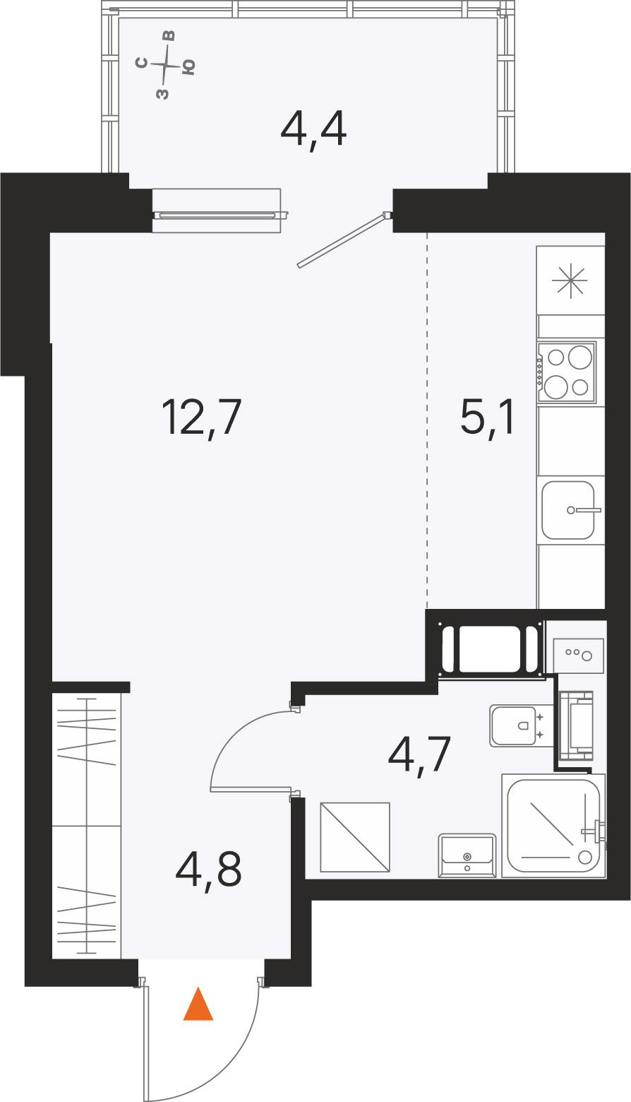 Студия 28 м2 в ЖК М36 корпус null этаж 15