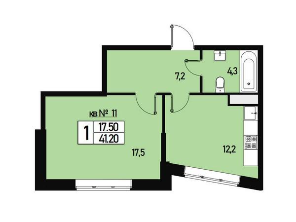 1-комнатная 41 м2 в ЖК Борисоглебское корпус null этаж 2