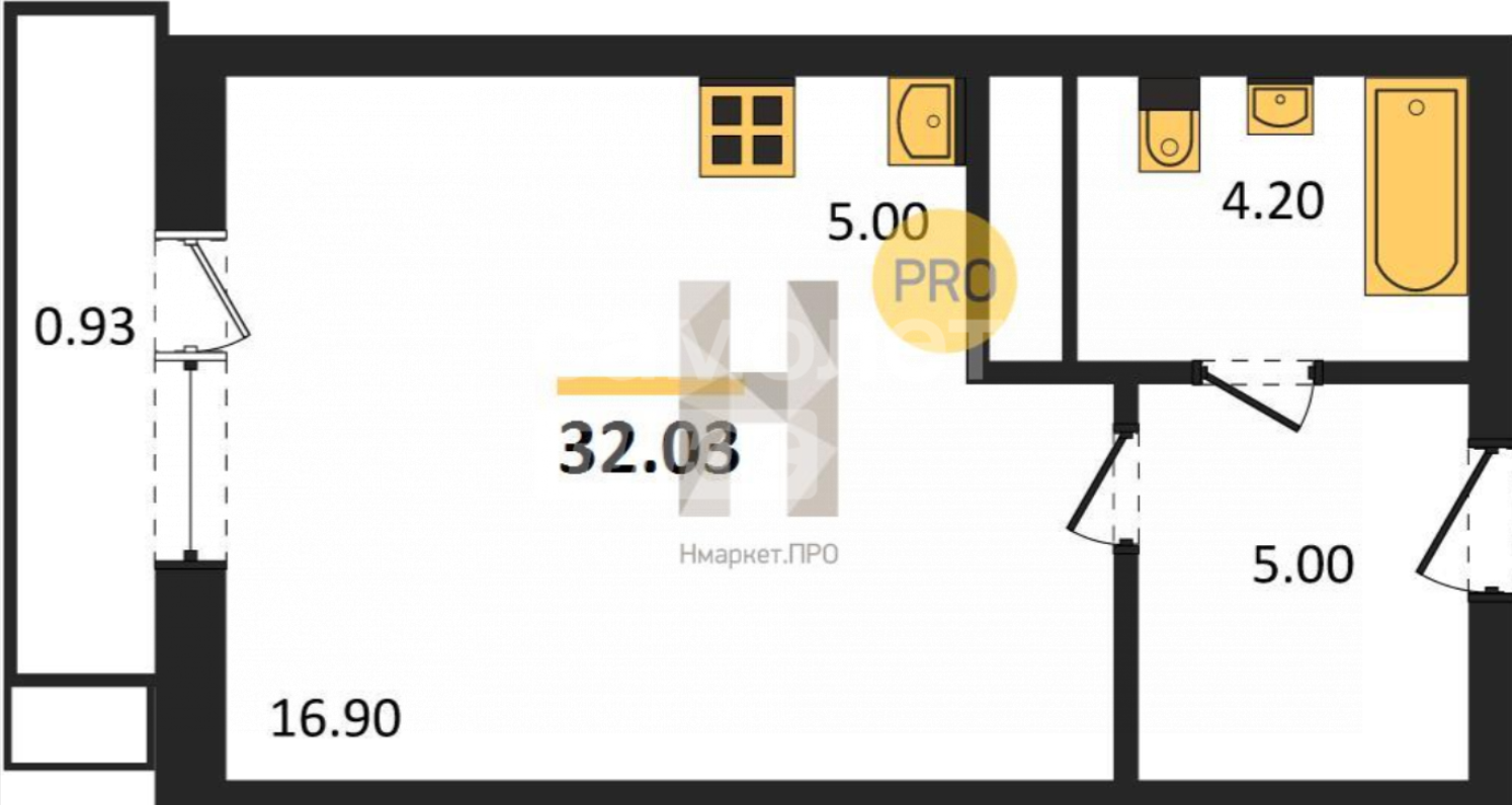 Студия 32 м2 в ЖК undefined корпус null этаж 15