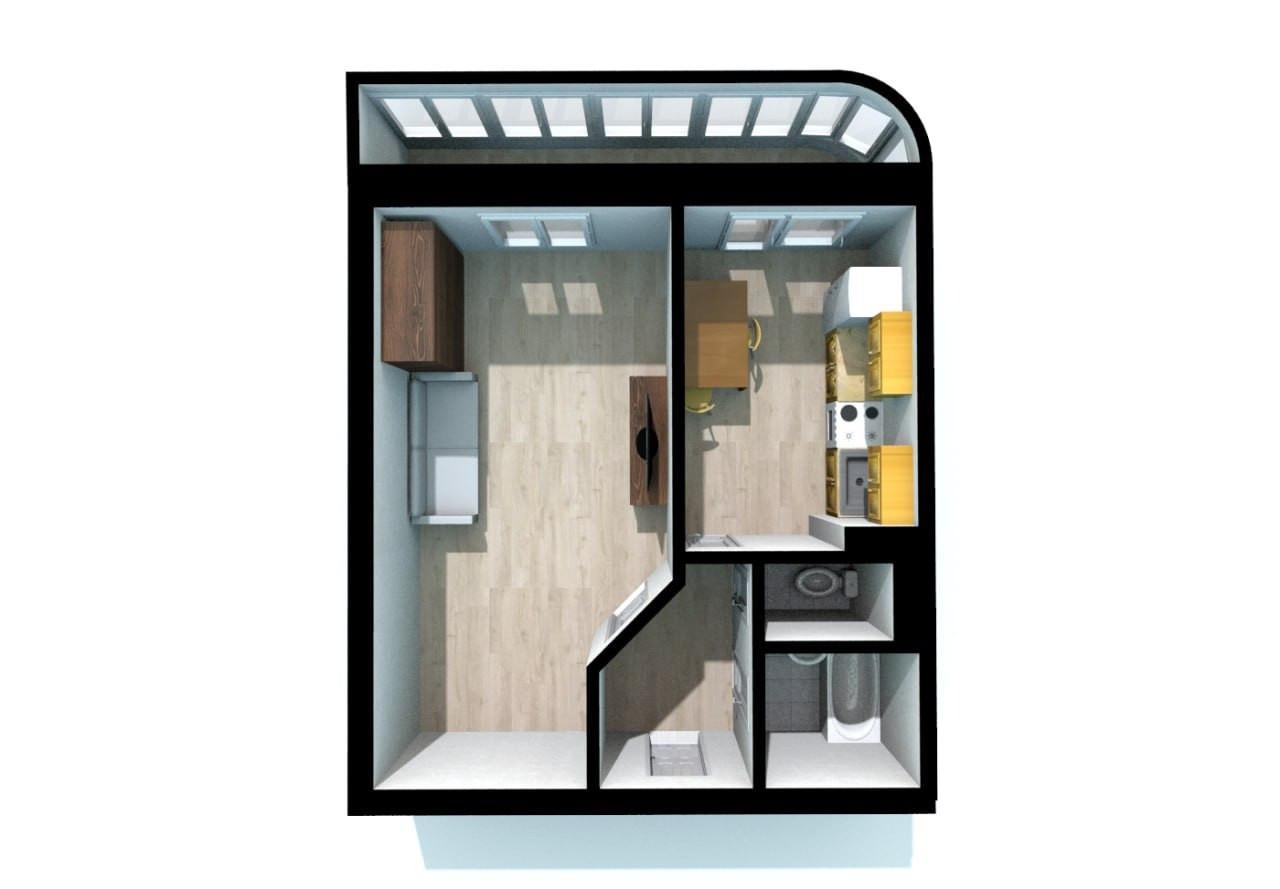 1-комнатная 39.9 м2 в ЖК undefined корпус null этаж 2