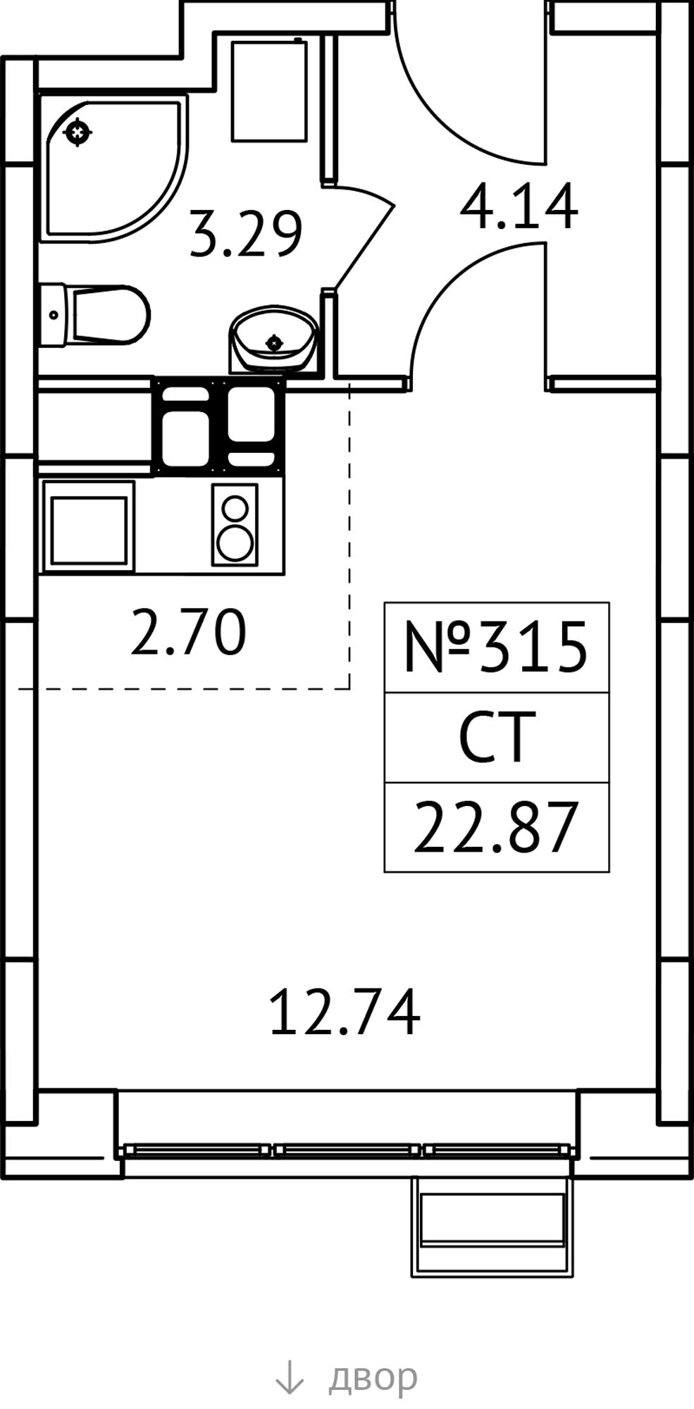 Студия 22 м2 в ЖК Новотомилино корпус null этаж 8