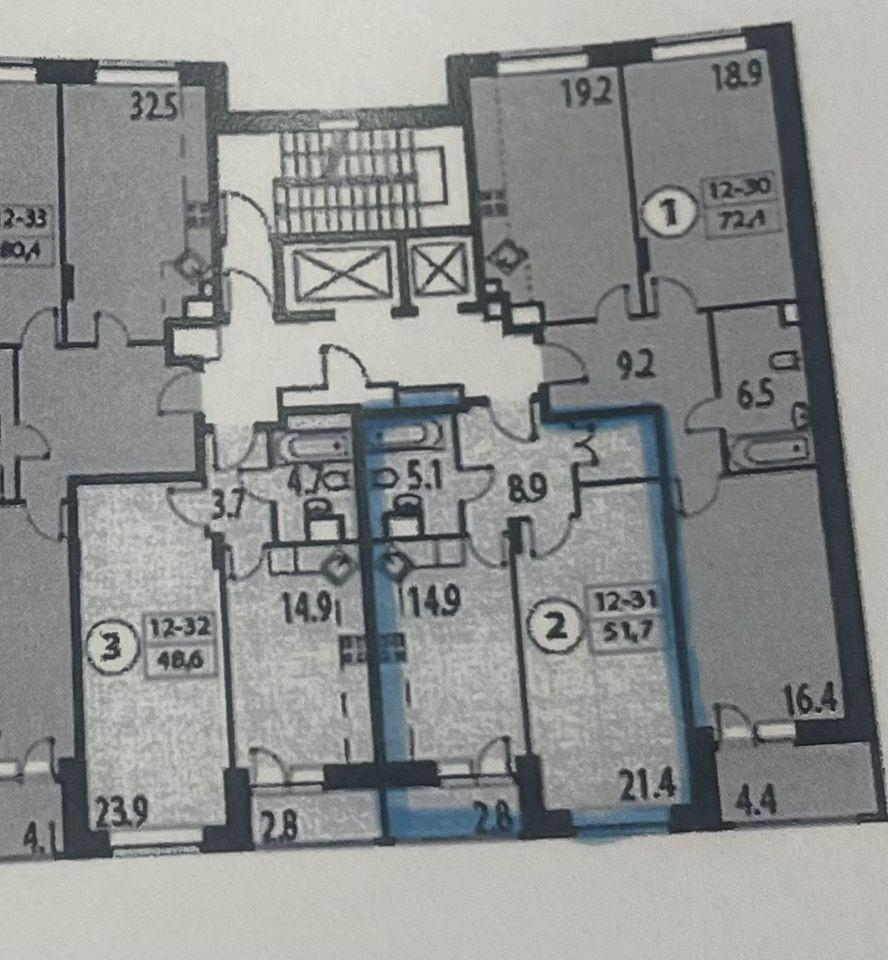 2-комнатная 49 м2 в ЖК undefined корпус null этаж 9