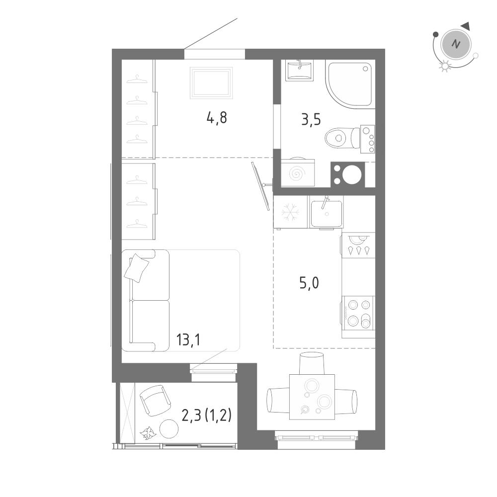 Студия 27 м2 в ЖК Клюква.Парк корпус null этаж 6