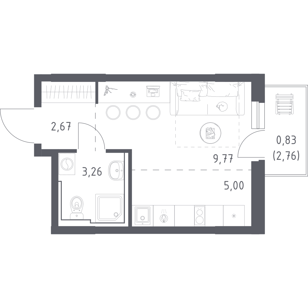 Студия 21 м2 в ЖК Урбан Мартен корпус null этаж 9
